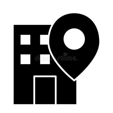Office Location Pin Solid Icon Building On Map Vector Illustration