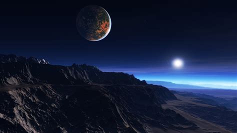 Fond Décran Paysage Nuit Planète Espace Ciel Terre Lune