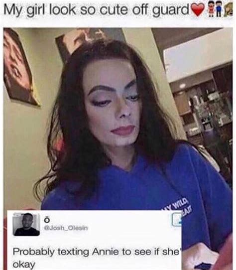 An Image Of A Woman With Makeup On Her Face And Text That Reads When You Texting Annie To See