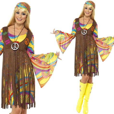 Women’s 1960s Hippy Fancy Dress Costume Ladies 60s Hippie Outfit Ebay Hippie Fancy Dress