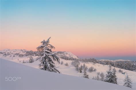 Magical Sunset Winter In Julian Alps Mountains Magical Sunset Winter