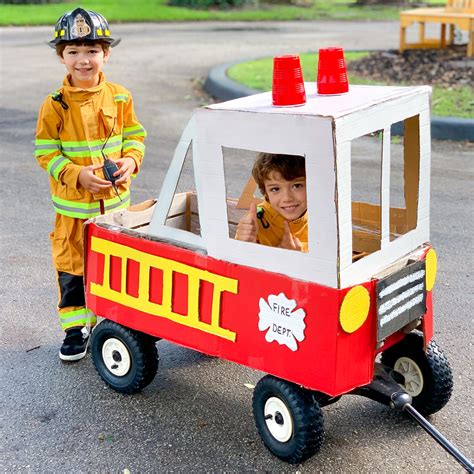 Diy Firefighter Costume How To Make A Fire Truck 7 Days Of Play