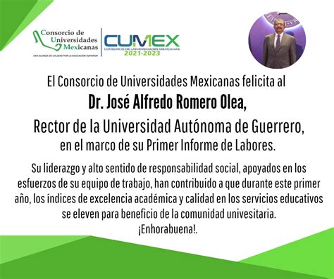 Cumex Felicita Al Dr José Alfredo Romero Olea Por Su Primer Informe De Labores Cumex