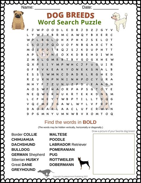 Dog Breeds Word Search Puzzle Free Printable Pdf Free Printable