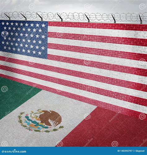 Mexico United States Border Wall Stock Illustration Illustration Of