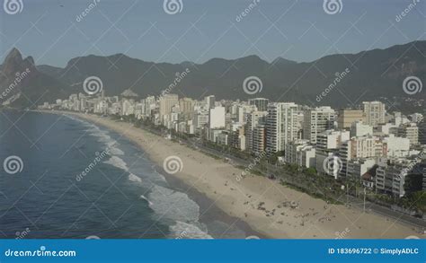 Drone Wide Shot Of Ipanema And Leblon In Rio De Janeiro Brazil Stock