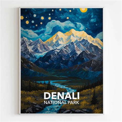 Denali National Park Poster Starry Night National Parks Partnership