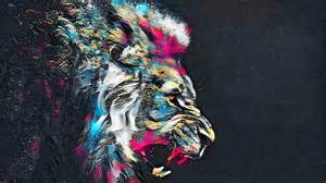 Colorful Lion Abstract Art 2560x1440 Download Hd Wallpaper