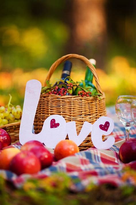 Autumn Still Life In The Woods Picnic Basket Stock Photo Image Of