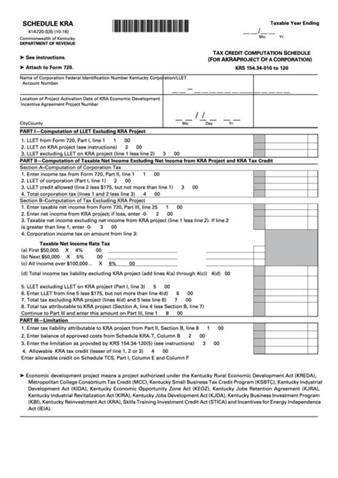 Form 41a720 S35 Schedule Kra Tax Credit Computation Schedule 2016
