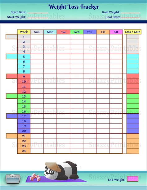 Free Printable Weight Loss Tracker Template