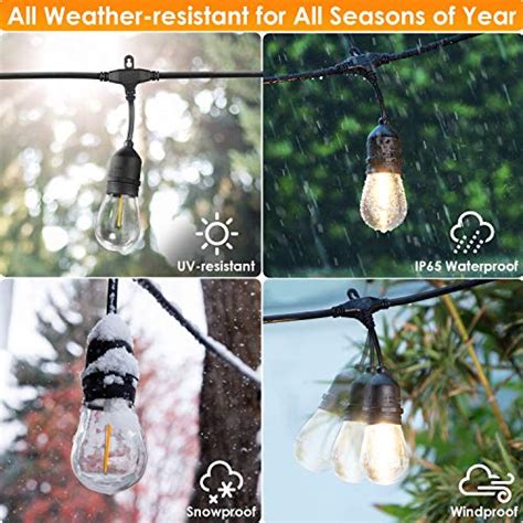 2 Pack 48ft Led Outdoor String Lights Dimmable Linkable Commerci