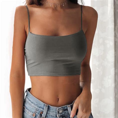 summer fashion sexy camis top women spaghetti strapless tee tops crop tops sleeveless camisole