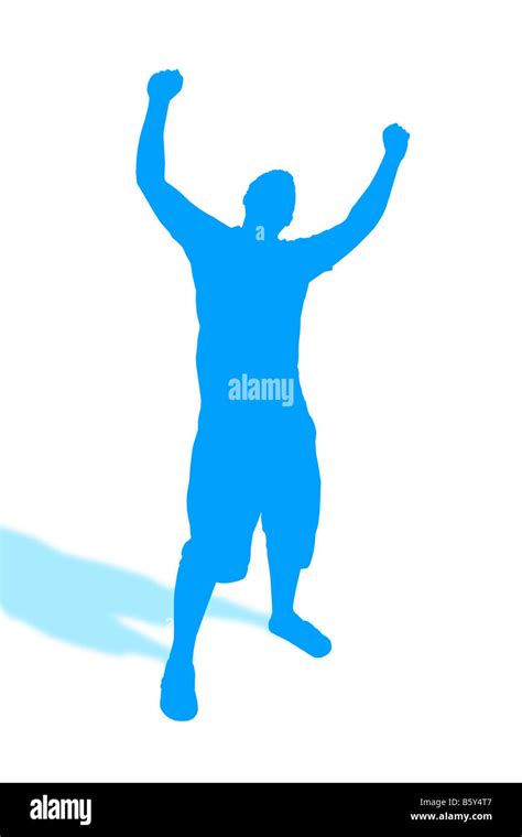 Una Silueta De Un Hombre Azul Lanzando Sus Manos En El Aire Fotografía