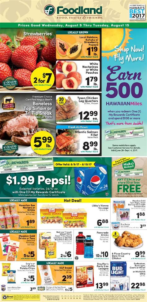 Welcome to missoula fresh market's tym rewards! Foodland Weekly Ad August 9 - 15, 2017 - http://www ...