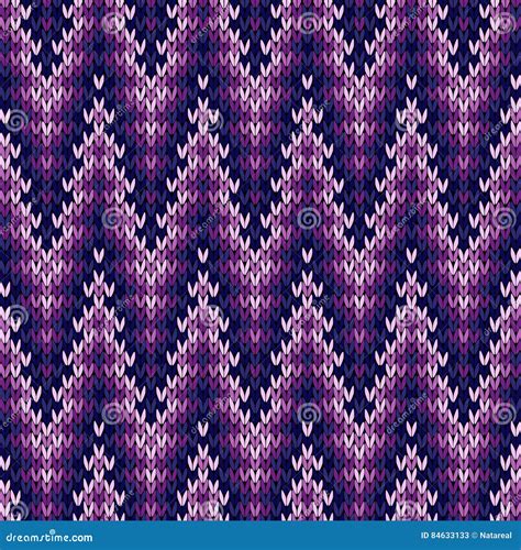 Knitted Seamless Pattern Mainly In Purple Stock Vector Illustration