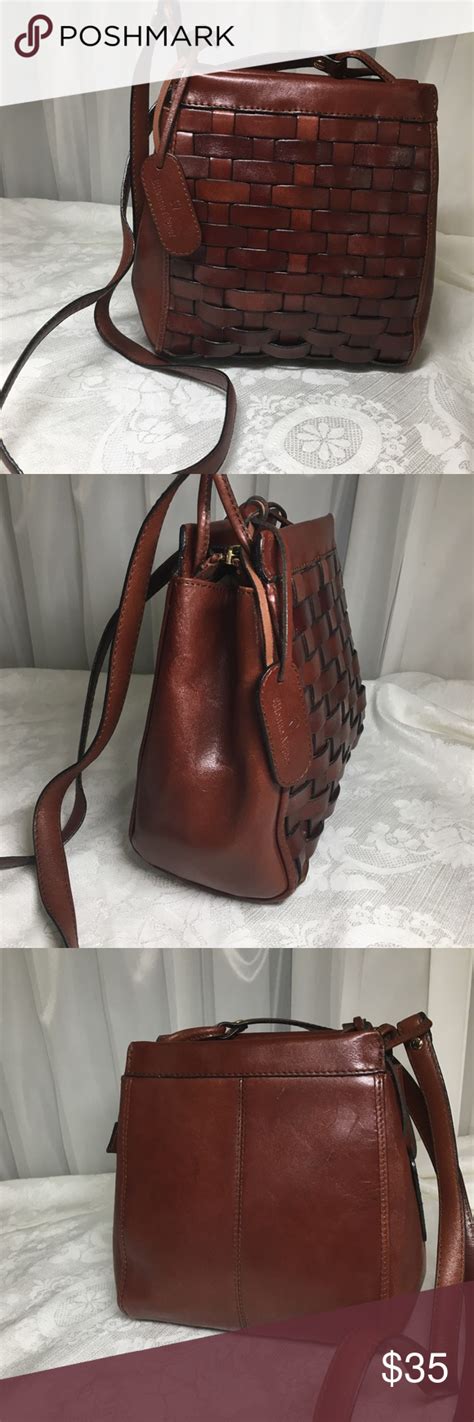 Etienne Aigner Vintage Woven Brown Leather Bag Brown Leather Bag
