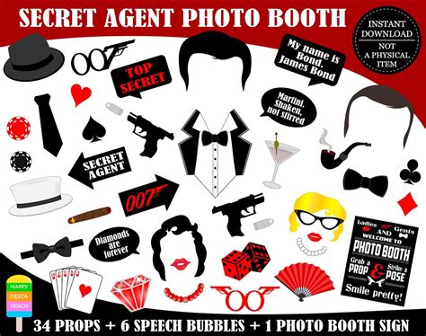Printable James Bond Photo Booth Propsprintable Agent 007 Etsy