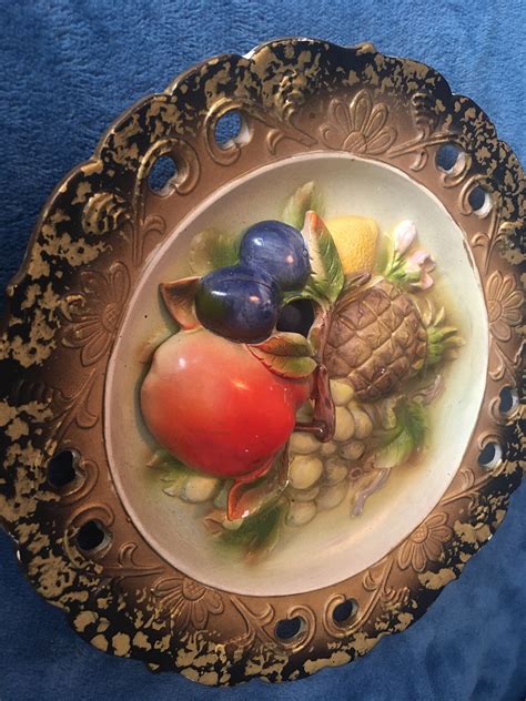 Vintage Majolica Fruit Plate Decorative Ceramic Plate High Etsy