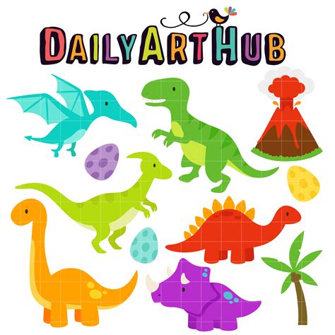 Cute Dinosaurs Clip Art Set Daily Art Hub Free Clip
