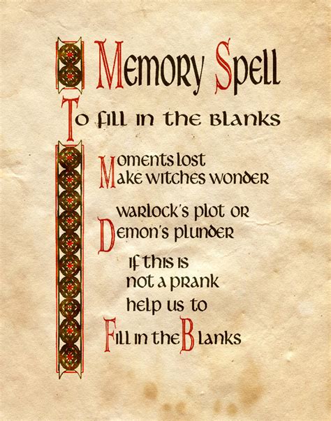 Memory Spell To Fill In The Blanks By Charmed Bos On Deviantart