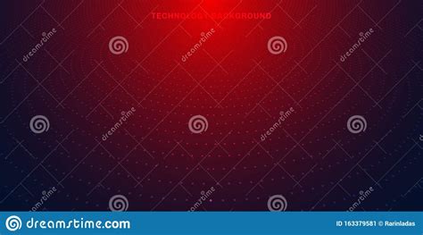 Abstract Red Radial Dots Pattern Halftone On Dark Blue Gradient