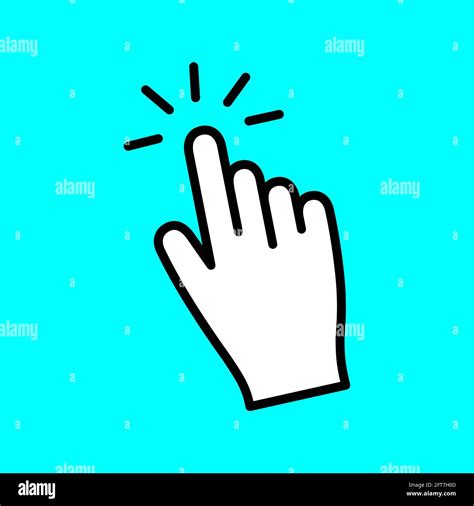 Click Finger Mouse Line Icon Vector Hand Pointer Cursor Gesture Sign