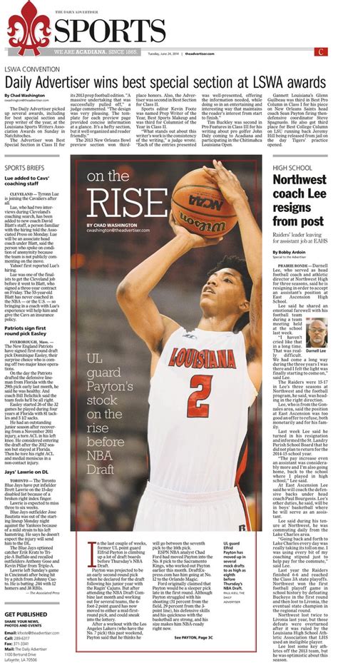 News Design Lafayette Daily Advertisers June 24 2014 Sports Cover