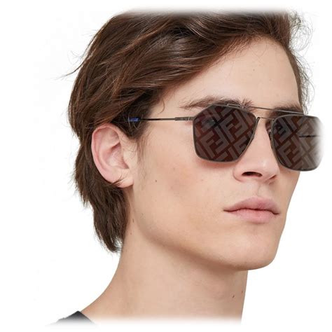 Fendi Eyeline Rectangular Sunglasses Gray Sunglasses Fendi Eyewear Avvenice