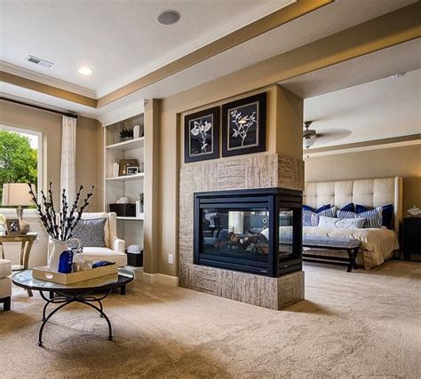 Divided Master Bedroom And Sitting Room With Shared Fireplace Luxury