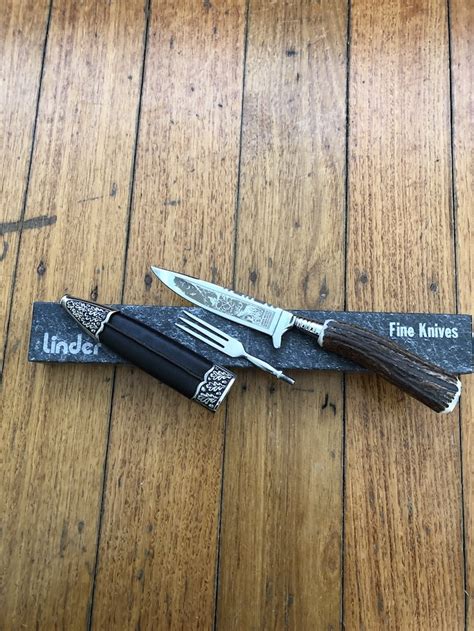 Linder Folklore Jagdnicker Knife With 10cm Blade With Fork Built In To