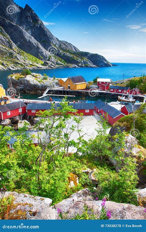 Fishing Village Nusfjord On Lofoten Islands In Norway Stock Photo