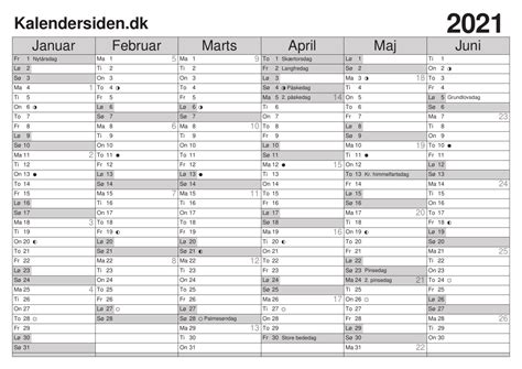 Kalender For 2021 2022 Kalendersiden