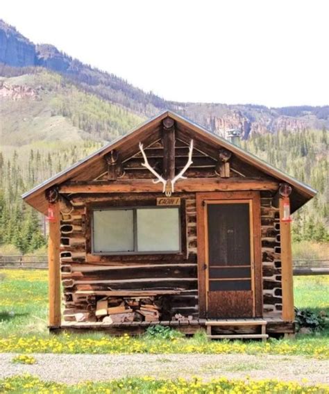 C1950 Tiny Hand Hewn Log Cabin Along The Rio Grande River In Creede Co