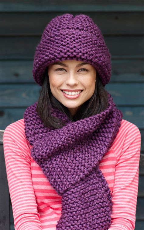 Beginner Hat And Scarf Knit Scarf Knitting Patterns Beginner Knit