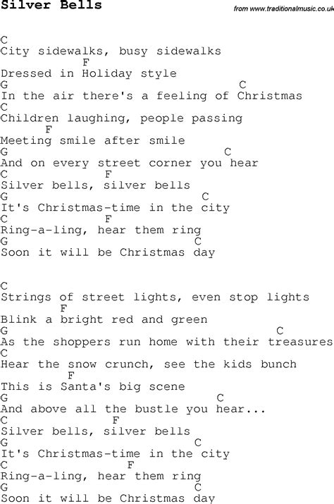 Christmas Carolsong Lyrics With Chords For Silver Bells