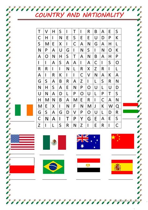 Countries And Nationalities Word Search Pdf