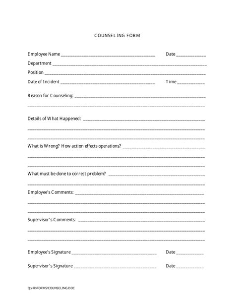 Free Counseling Forms Templates