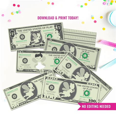 Printable Tooth Fairy Pretend Play Money Tooth Fairy Etsy