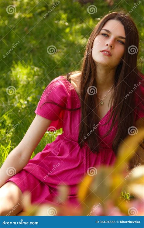 Smiling Beautiful Teen Girl Relax Outdoor Stock Image Image Of Hair Garden 36494565