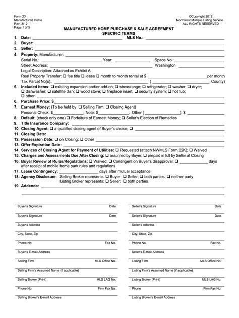 Mobile Home Purchase Agreement Fill Out And Sign Online Dochub