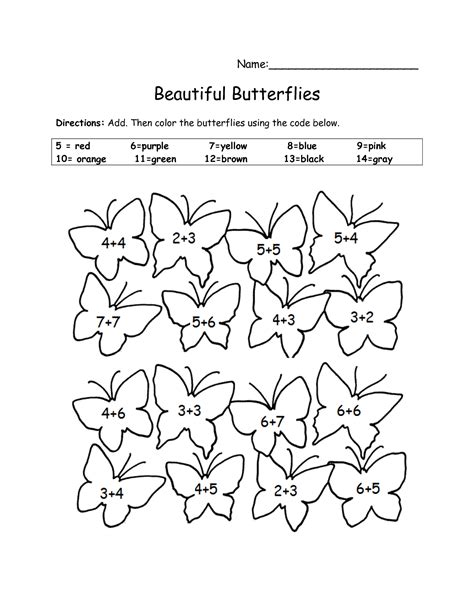 11 Butterfly Color By Number Worksheets