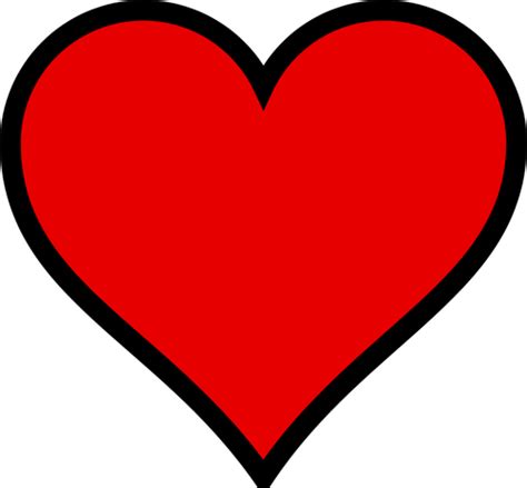 Red Heart With Black Outline Public Domain Vectors