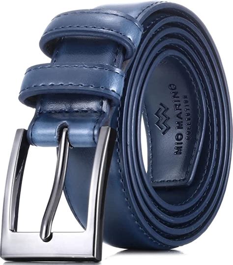 Mens Navy Blue Leather Belt