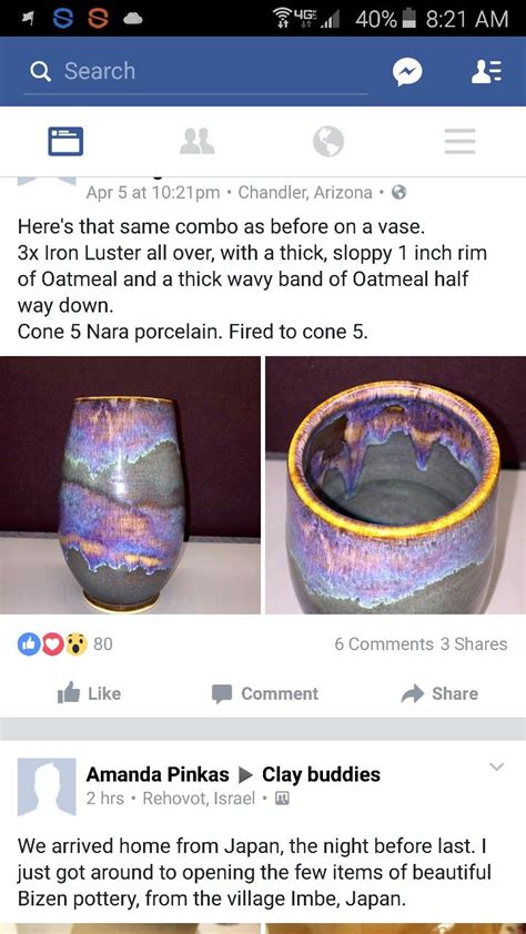 Two Vases Sitting On Top Of Each Other In Front Of A Facebook Post About Them