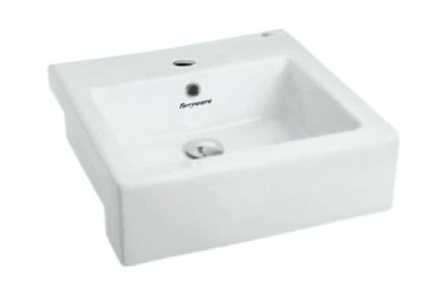 White Vitreous China Parryware 480 Mm Qube X Semi Recessed Basin For