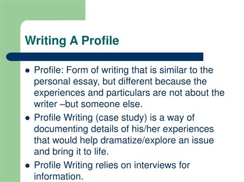 Ppt Writing A Profile Powerpoint Presentation Free Download Id5744627