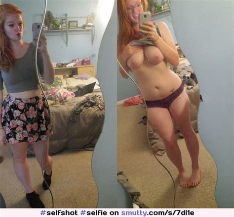 Selfshot Selfie Bigtits Bigboobs Dressedundressed Redhead Teen Glasses Mirror