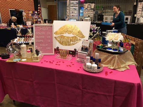 Vendor Table Display with Beauty Products and Cosmetics
