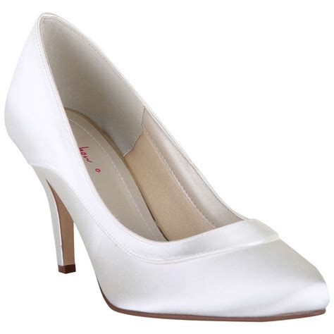 Rainbow Club Nicole Extra Wide Fit Satin Court Shoes Ivory Ivory Shoes Bridal Shoes Ivory